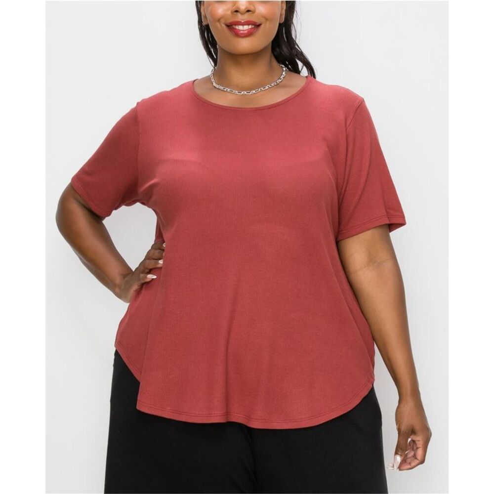 COIN 1804 Womens Plus Size Thermal Swing Basic T-Shirt, NWT